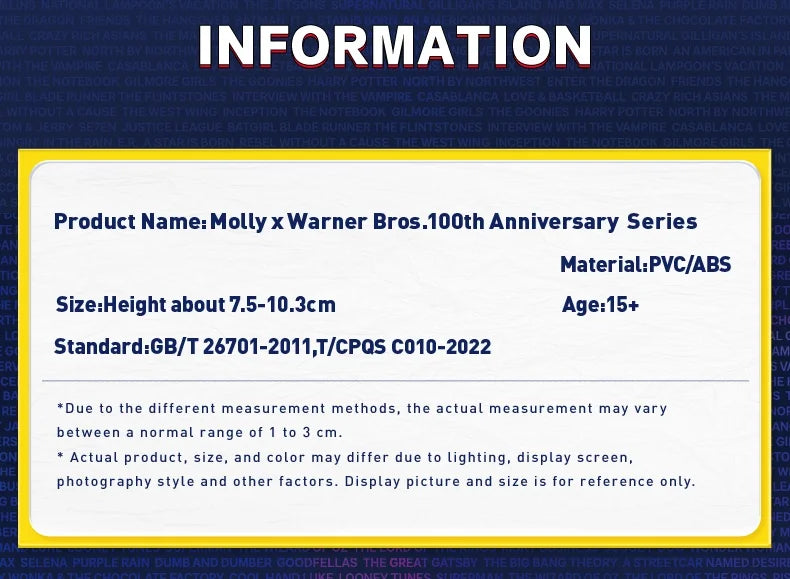 Molly Warner Bros POP MART 100eme anniversaires édition limité